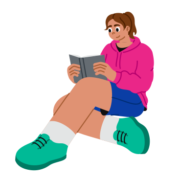Young woman sitting and reading a book PNG, SVG