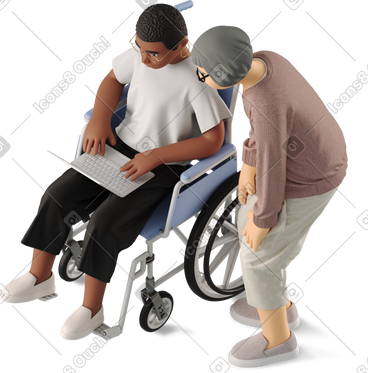 Two women discussing working with a laptop PNG, SVG