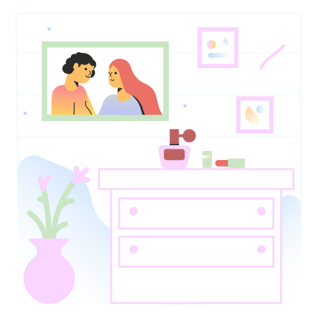 Room with family portrait Illustration in PNG, SVG