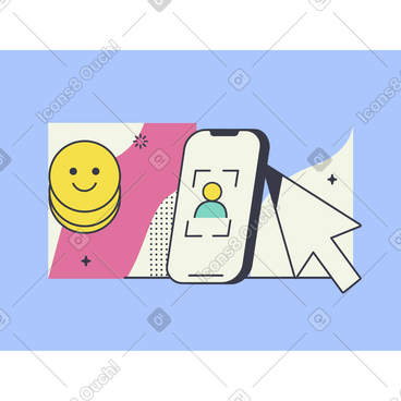 Person using phone animated illustration in GIF, Lottie (JSON), AE