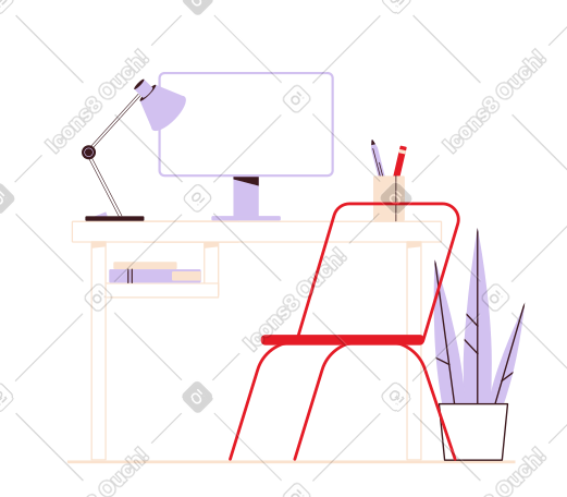 带电脑显示器的办公桌 PNG, SVG