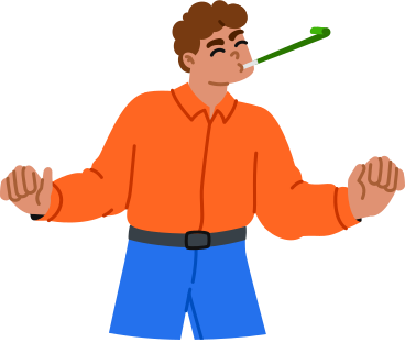 young man with party horn holding something in hands PNG, SVG