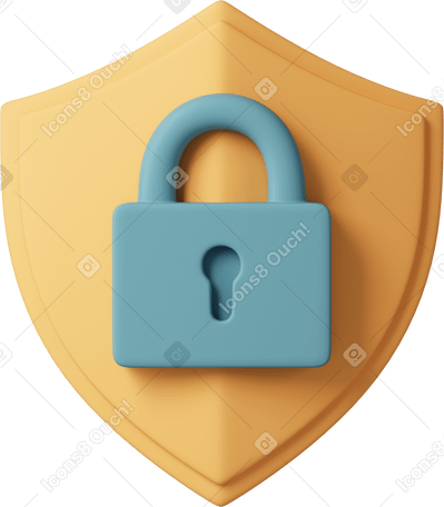 3D shield with lock PNG, SVG