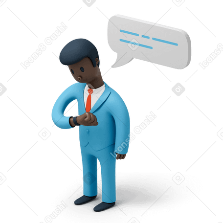 3d スーツチェック時間の黒人男性 のpngとsvgでのイラスト