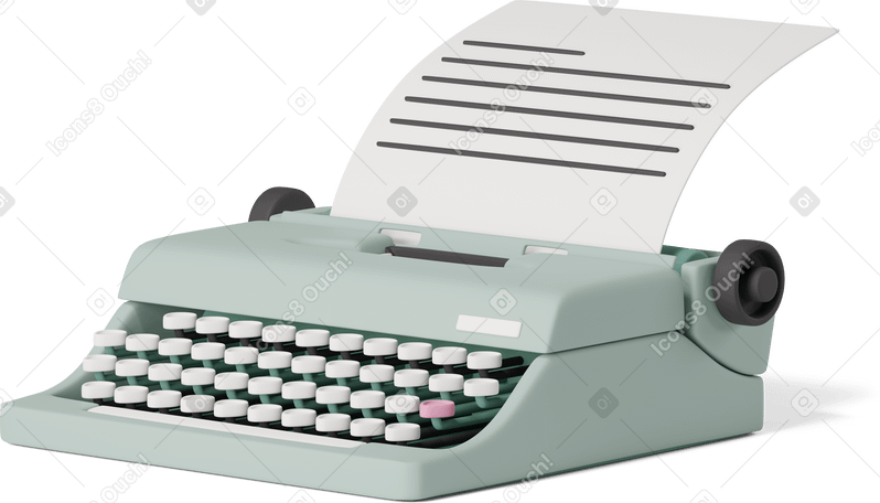 3D green typewriter PNG、SVG
