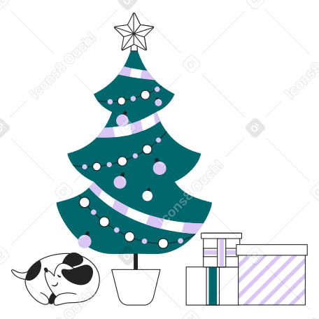 Christmas gifts under the tree PNG, SVG