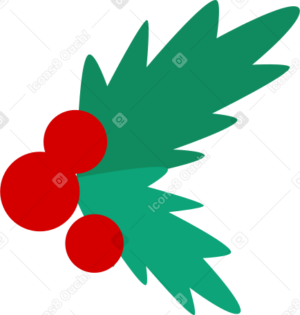 green leaves with rowan berries в PNG, SVG