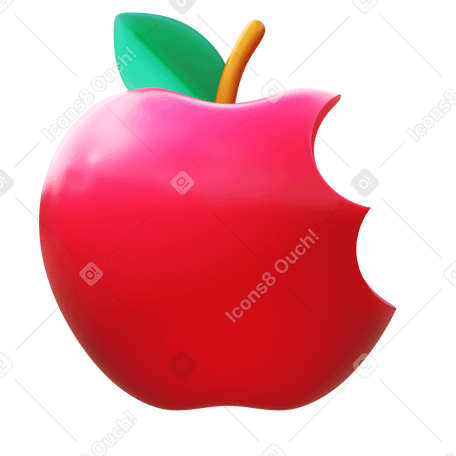 3D bitten apple в PNG, SVG