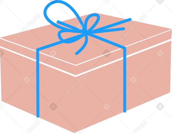 pink box with a blue bow PNG, SVG