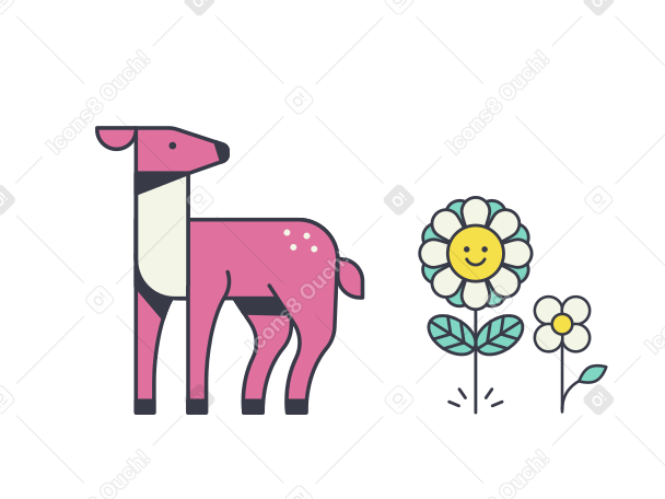 Deer and flowers Illustration in PNG, SVG