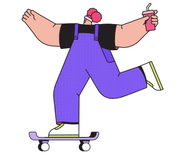 Girl with drink on skateboard PNG, SVG