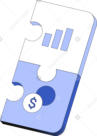 parts of puzzle with graph icon and money icon Illustration in PNG, SVG