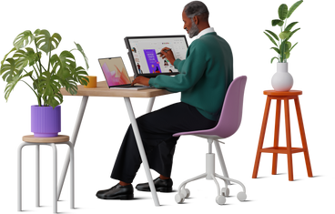 Man working on graphic tablet PNG, SVG