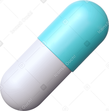 3D white blue capsule Illustration in PNG, SVG