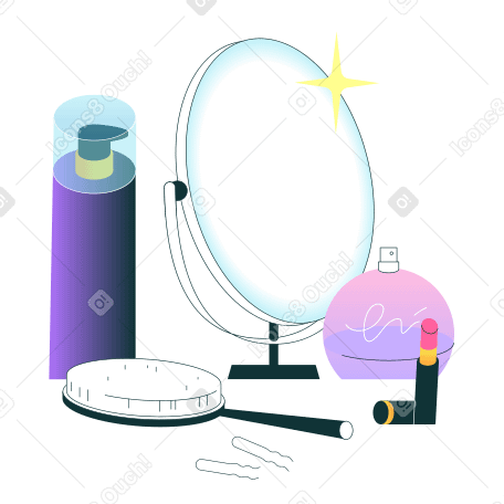 Beauty tools and mirror Illustration in PNG, SVG