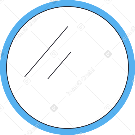 round mirror with a blue frame Illustration in PNG, SVG