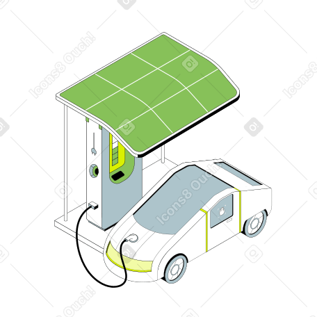 Carregar um carro elétrico na estação de carregamento PNG, SVG
