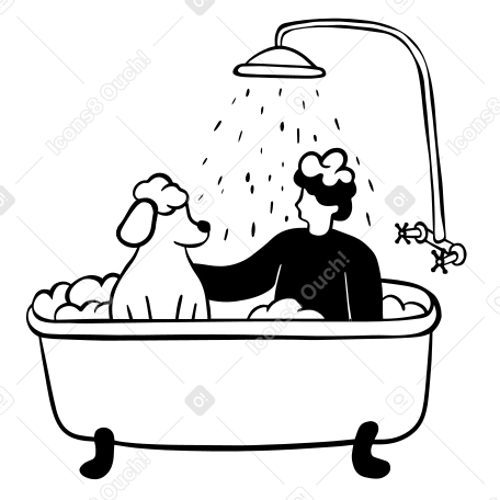 Haustierpflege, mann wäscht hund PNG, SVG