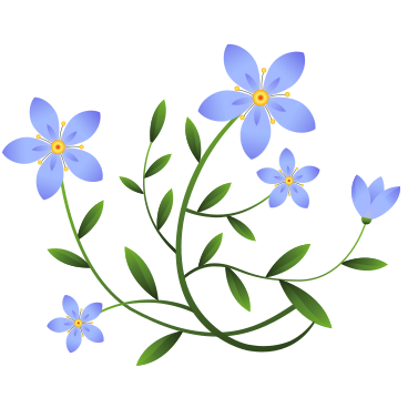 얽힌 줄기가있는 작은 파란색 꽃 PNG, SVG