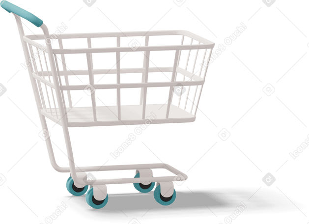 3D Side view of shopping cart PNG, SVG