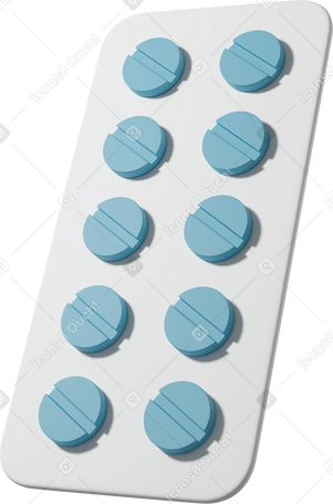 3D Blister of blue pills PNG, SVG