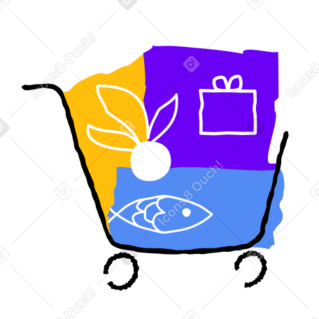 Full shopping cart Illustration in PNG, SVG