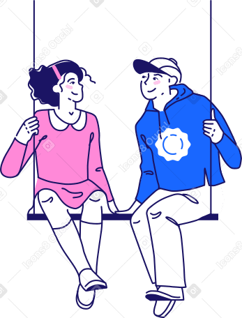 boy and girl on swing PNG, SVG