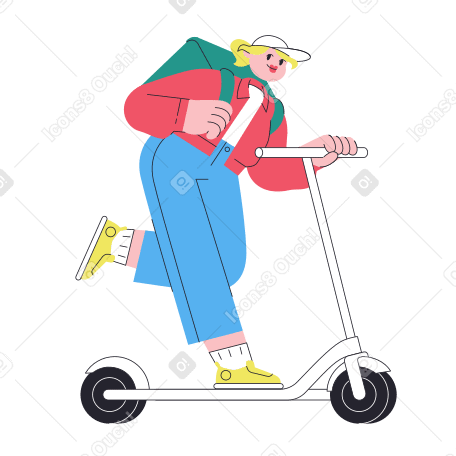 Food deliverywoman riding a scooter PNG, SVG