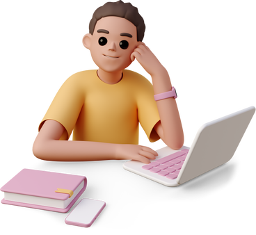 young woman working on laptop and holding head PNG, SVG