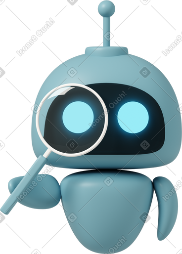 Chatgpt robot holding loupe PNG, SVG