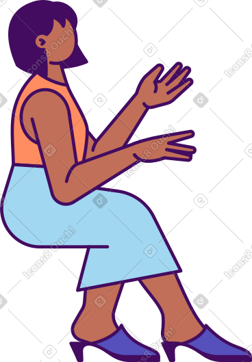 坐着的女人举手 PNG, SVG