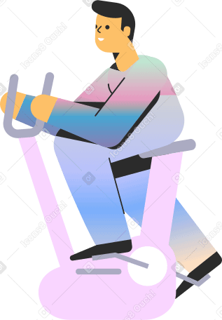 man on exercise bike pedaling PNG、SVG