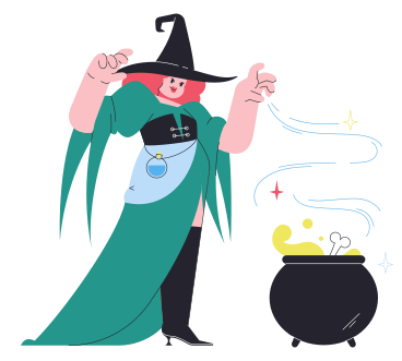 Witch making a potion PNG, SVG