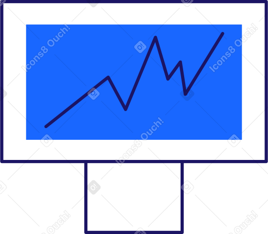 monitor with a growth chart on a blue screen Illustration in PNG, SVG