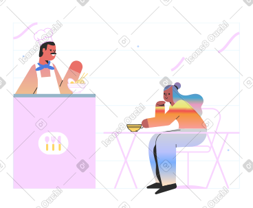 厨师在餐厅为女人做饭 PNG, SVG