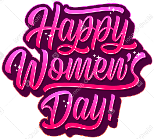 lettering happy women's day! with shadow and stars Illustration in PNG, SVG