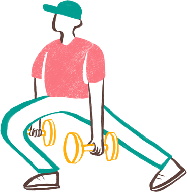man in a cap doing exercise with weights PNG, SVG