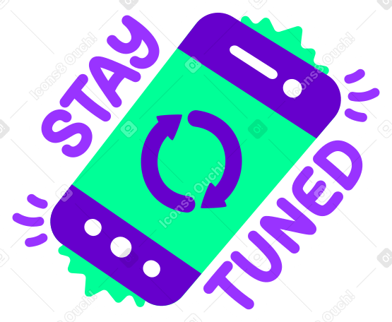 lettering sticker stay tuned green violet text PNG, SVG