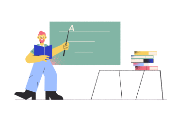 Man with textbook teaching a lesson in classroom PNG, SVG