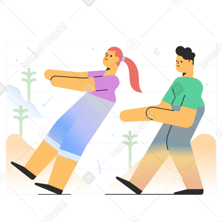 Woman and man doing a trust fall Illustration in PNG, SVG