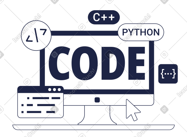 Lettering Code with programming languages text PNG, SVG