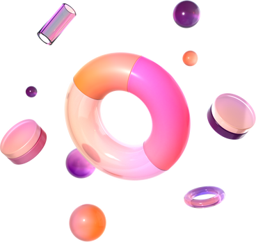 donut chart and glossy shapes in dynamic setting PNG, SVG