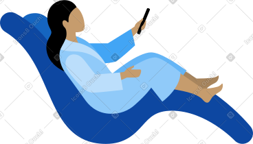 Woman in lounge chair with tv remote control PNG, SVG