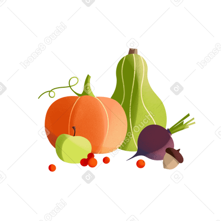 Autumn still life with pumpkins beetroot and apple PNG, SVG