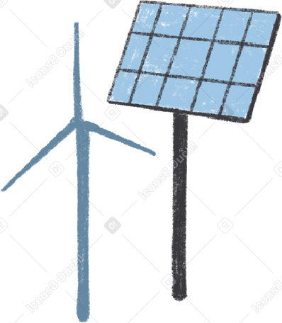 wind turbine and solar battery в PNG, SVG