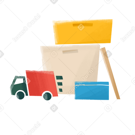 truck and boxes for the move Illustration in PNG, SVG