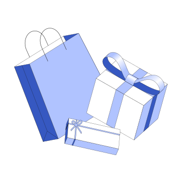 Подарки в мешке и коробках в PNG, SVG