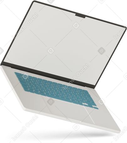 3D laptop white screen Illustration in PNG, SVG