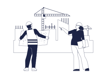 Constructeur masculin et architecte féminin au chantier de construction PNG, SVG