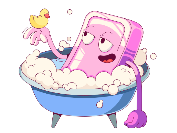 Soap takes a bath and relaxes Illustration in PNG, SVG